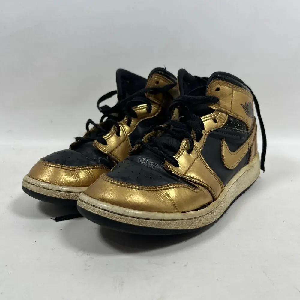 NIKE AIR JORDAN Sneakers Youth 5Y 1 Mid GS Grade School DR6967-071 Metallic Gold